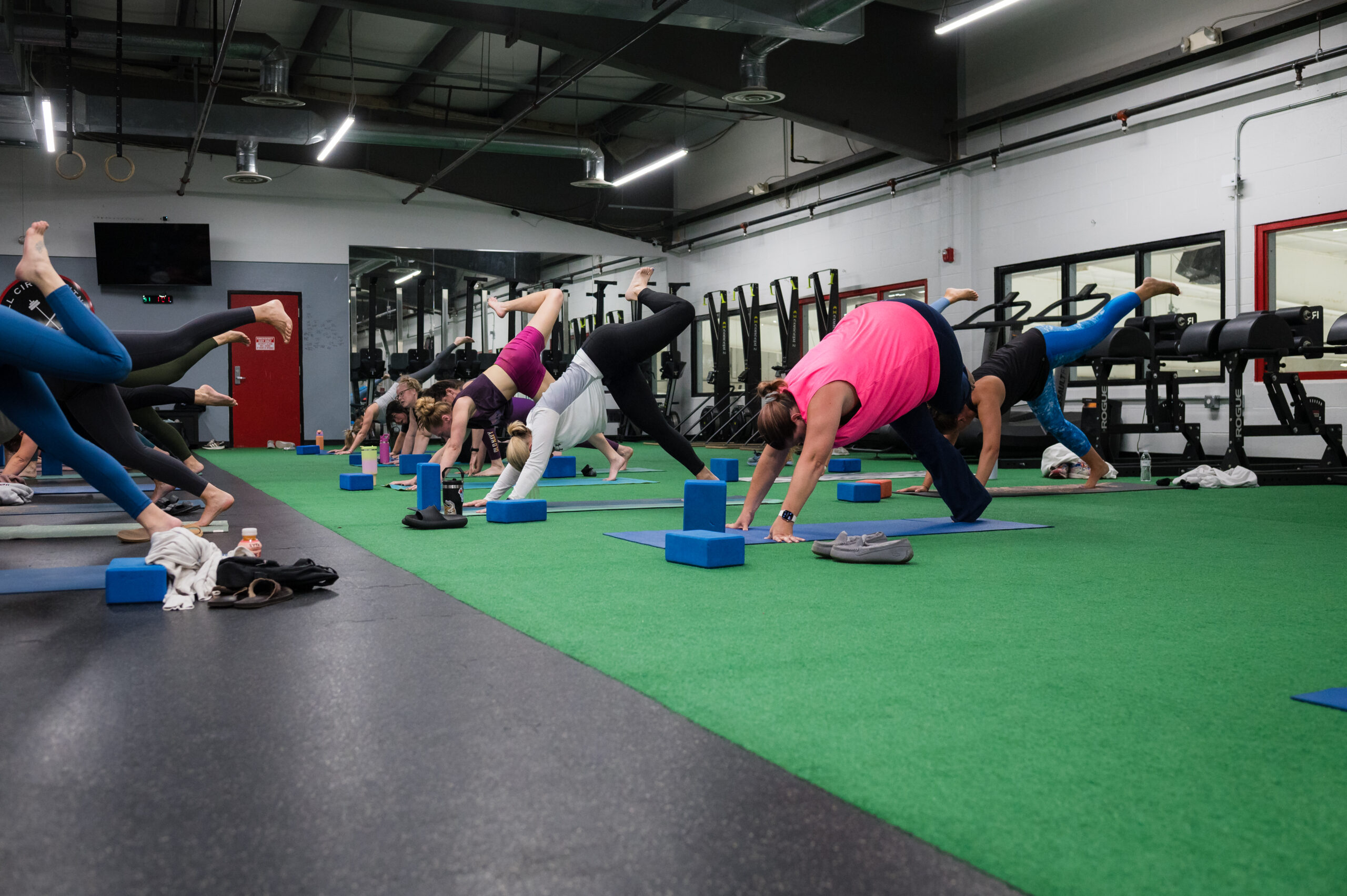 Down dog with leg variation, full yoga class